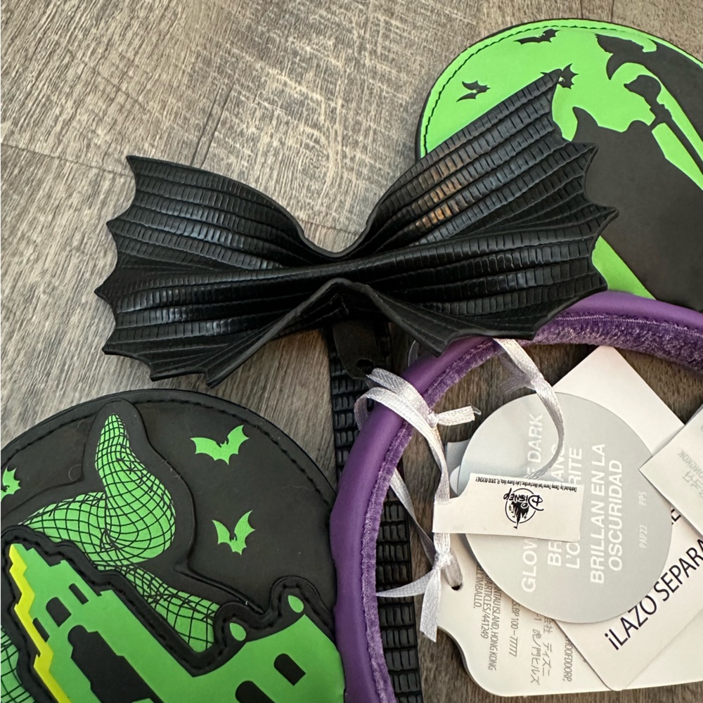 NWT Disney Parks Loungefly Oogie Boogie Bash 2024 Glow in the Dark Mickey Ears - Picture 8 of 10